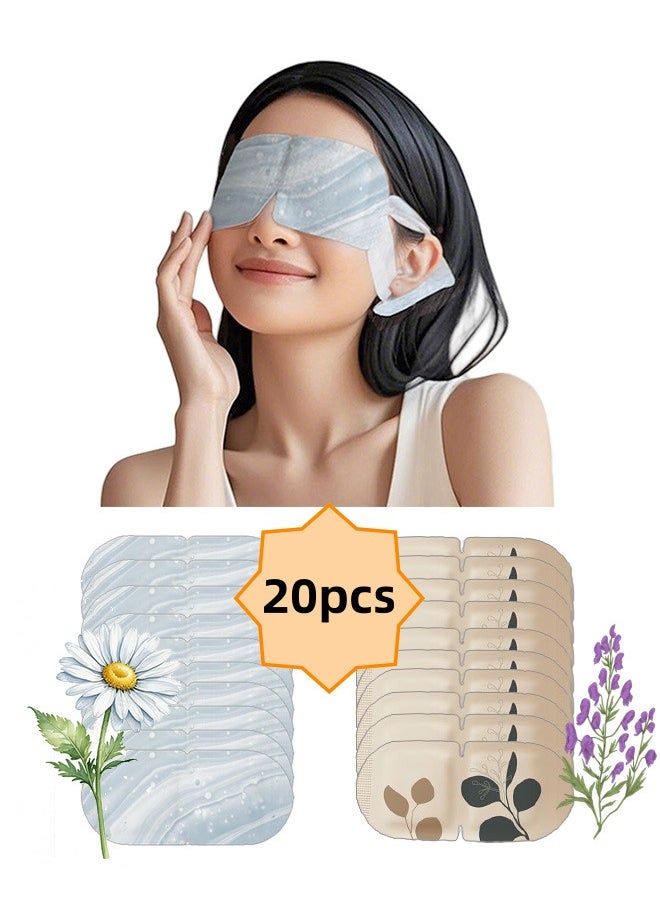 20 Packs Steam Eye Masks for Dry Eyes, Warm Compress Relief for Eye Fatigue & Puffiness, Sleep Heated Eye Mask, Disposable Travel Essentials, Spa Relaxation Gift for Women, 10Pcs Lavender and 10Pcs Calendula