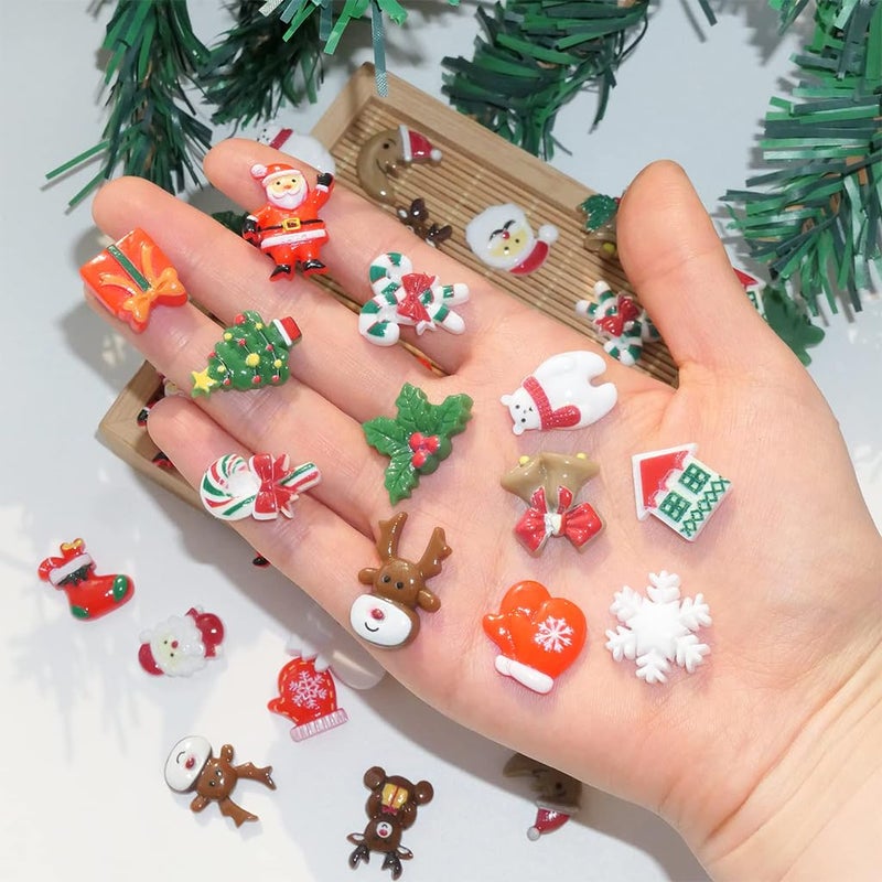 M'AYCREATE ® 100Pcs Mini Christmas Resin Charms for DIY Crafts Christmas Resin Home Decor Window Resin Charms Home Decor Christmas Ornaments for Door, DIY Crafts, Wall - Image 4