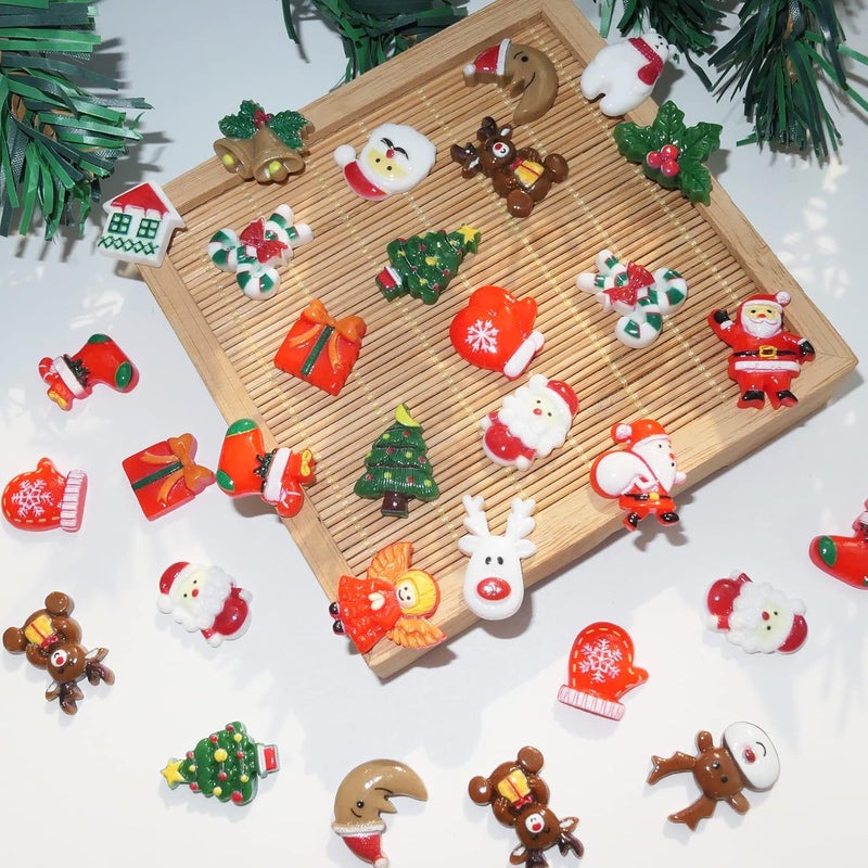 M'AYCREATE ® 100Pcs Mini Christmas Resin Charms for DIY Crafts Christmas Resin Home Decor Window Resin Charms Home Decor Christmas Ornaments for Door, DIY Crafts, Wall - Image 5