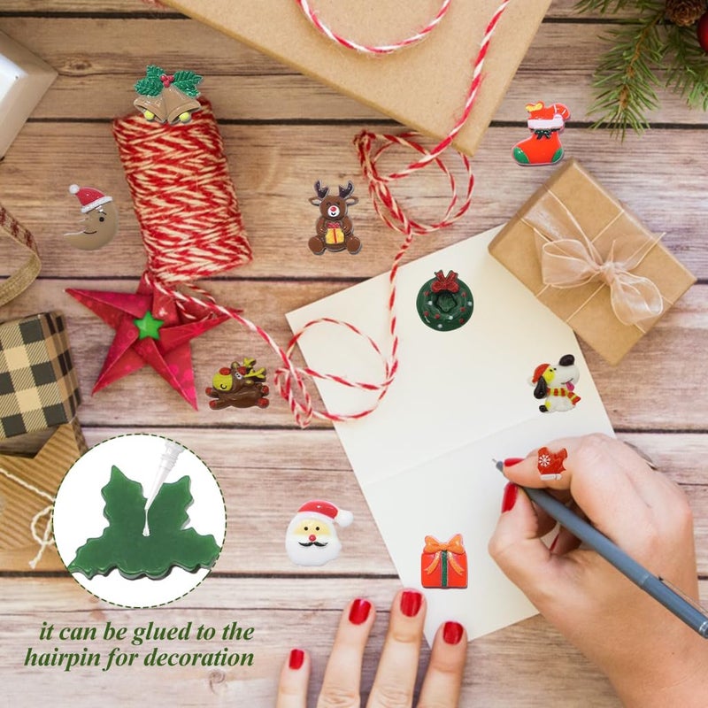 M'AYCREATE ® 100Pcs Mini Christmas Resin Charms for DIY Crafts Christmas Resin Home Decor Window Resin Charms Home Decor Christmas Ornaments for Door, DIY Crafts, Wall - Image 3