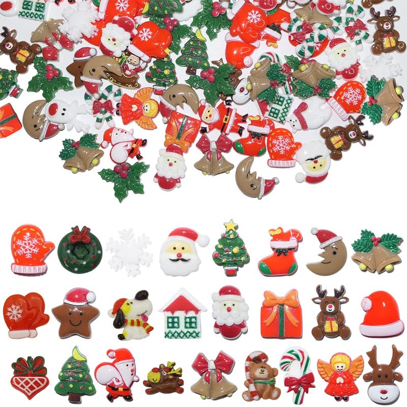 M'AYCREATE ® 100Pcs Mini Christmas Resin Charms for DIY Crafts Christmas Resin Home Decor Window Resin Charms Home Decor Christmas Ornaments for Door, DIY Crafts, Wall - Image 1