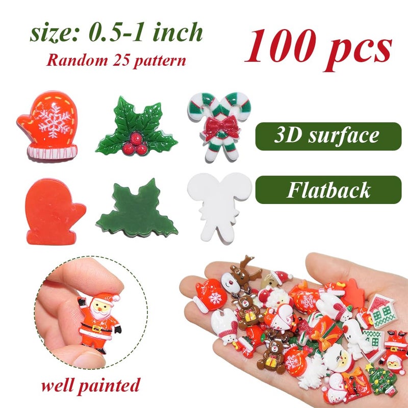 M'AYCREATE ® 100Pcs Mini Christmas Resin Charms for DIY Crafts Christmas Resin Home Decor Window Resin Charms Home Decor Christmas Ornaments for Door, DIY Crafts, Wall - Image 2