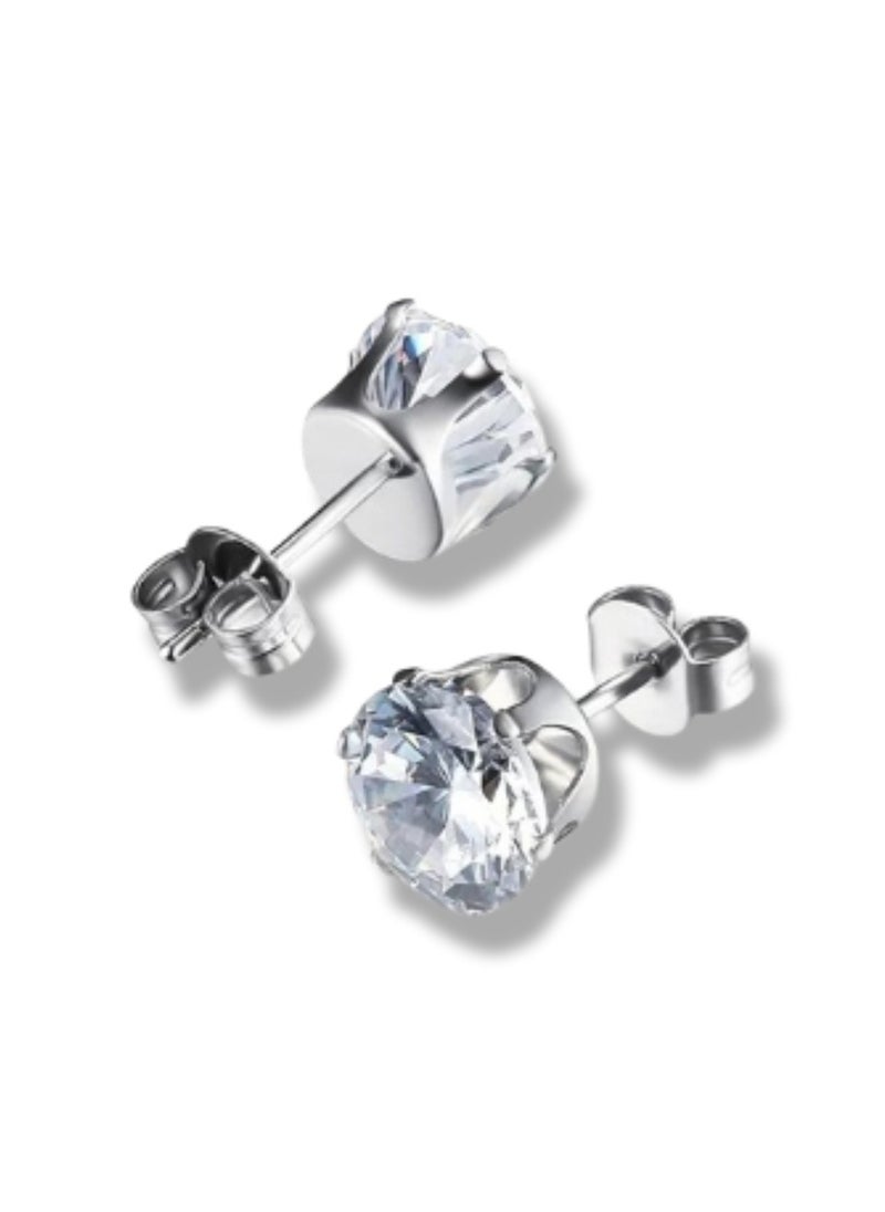 Soko Mesh 5 Pairs Hypoallergenic Stud Earrings Set, 316L Stainless Steel Cubic Zirconia Earrings, Durable CZ Earrings for Sensitive Ears, 3-8mm Steel Color, Non-Tarnish Jewelry  - Image 4