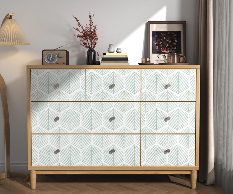 OSECAGE Modern Peel and Stick Wallpaper 17.3''Ã—78.8'' Geometric Wallpaper Boho Contact Paper Green and White Self-Adhesive Wall Paper Removable Decorative Wallpapers for Bedroom Bathroom Cabinets Decor Vinyl - Image 5