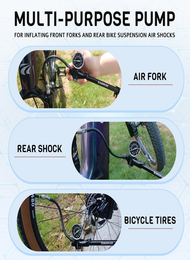 BUCKLOS Shock Pump 400 Psi High Pressure Bike Pump with Gauge Air Fork Rear Shock Bicycle Tire Pumps for Mountain, Road Bikes No Air Loss Lever Lock Schrader Valve Bikes Tool - Image 2
