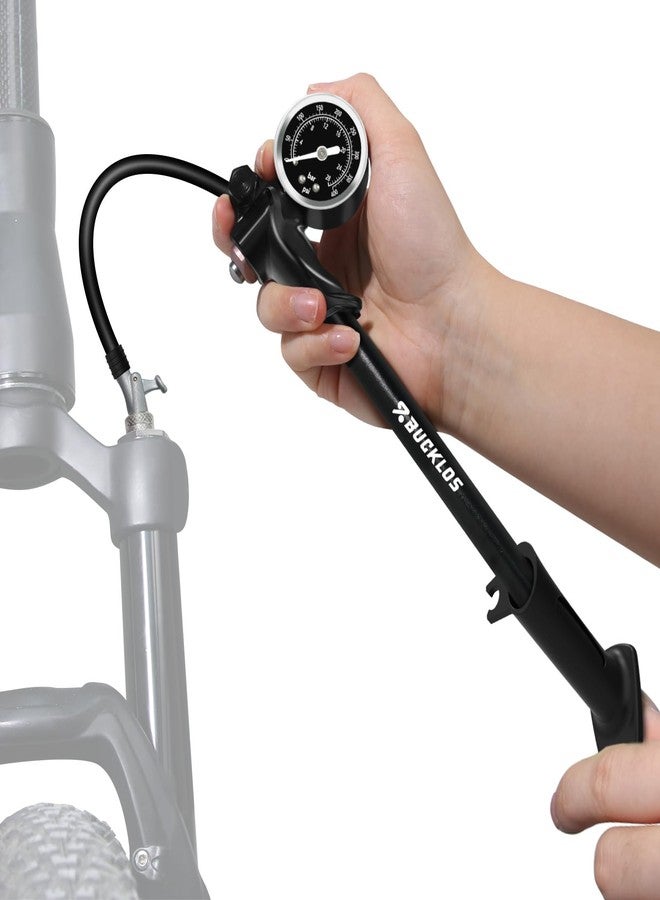 BUCKLOS Shock Pump 400 Psi High Pressure Bike Pump with Gauge Air Fork Rear Shock Bicycle Tire Pumps for Mountain, Road Bikes No Air Loss Lever Lock Schrader Valve Bikes Tool - Image 1