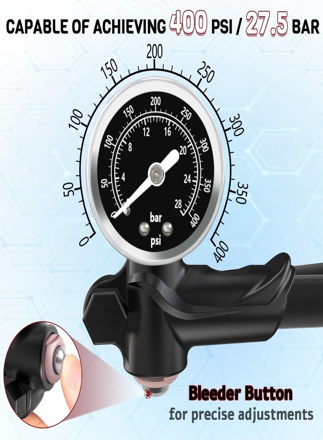BUCKLOS Shock Pump 400 Psi High Pressure Bike Pump with Gauge Air Fork Rear Shock Bicycle Tire Pumps for Mountain, Road Bikes No Air Loss Lever Lock Schrader Valve Bikes Tool - Image 4