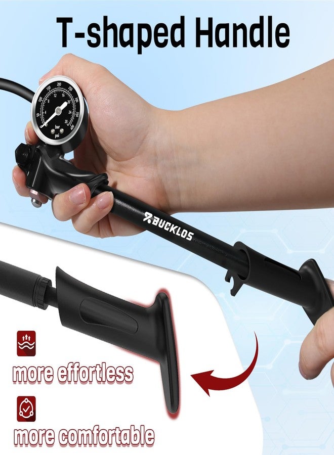 BUCKLOS Shock Pump 400 Psi High Pressure Bike Pump with Gauge Air Fork Rear Shock Bicycle Tire Pumps for Mountain, Road Bikes No Air Loss Lever Lock Schrader Valve Bikes Tool - Image 5
