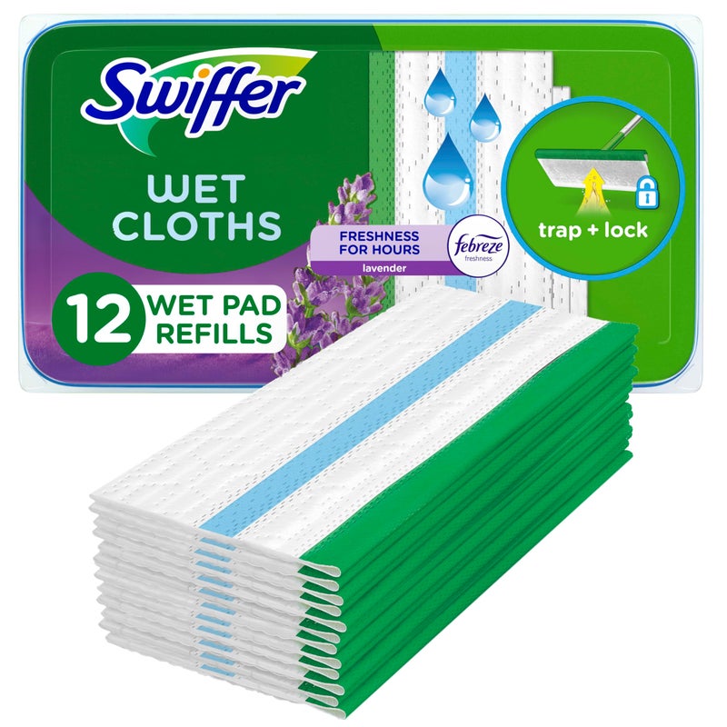Swiffer Sweeper Wet Mopping Pad Refills for Floor Mop with Febreze Lavender Scent, 12 Count (Packaging May Vary) - Image 1