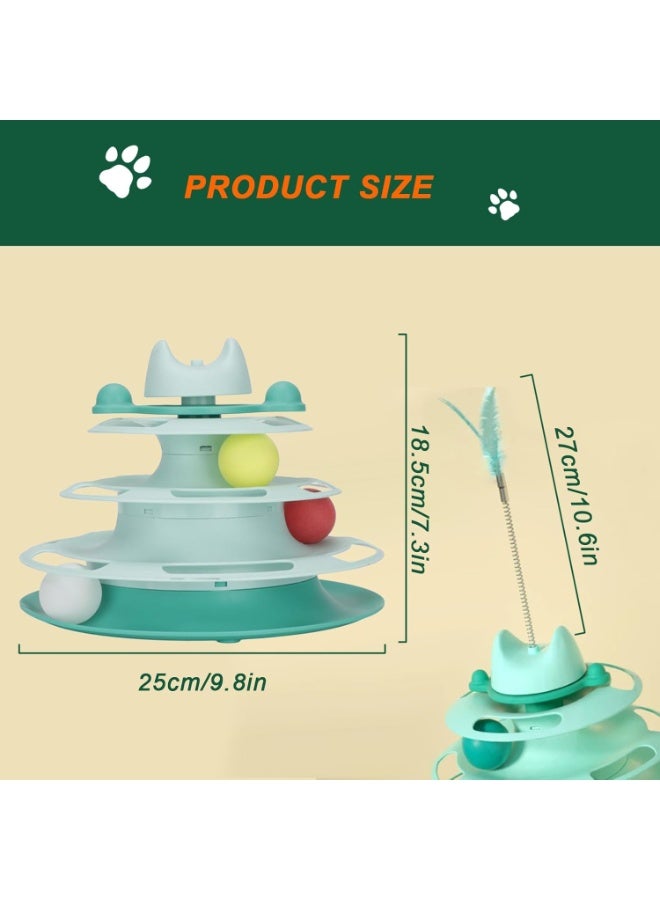 M.A&F's Interactive Cat Toy for Indoor Cats,4-Level Turntable Cat Toy Balls with 3 Colorful Balls,Circular Track Cat Roller Toy with Cat Feather Wand,Suitable for Kittens Hunting/Chasing/Exercising (Green) - Image 4
