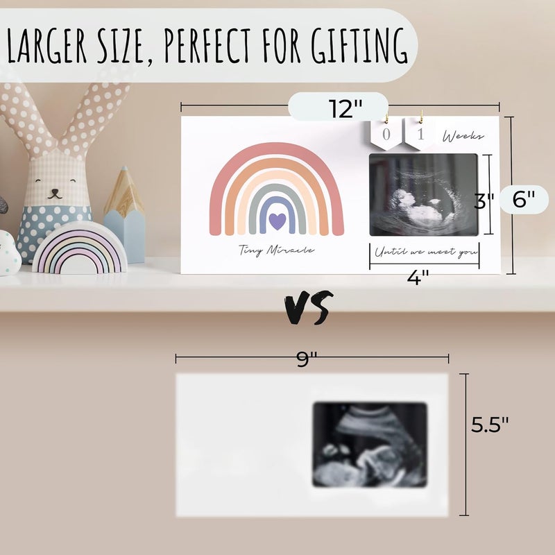 EURSET Rainbow Baby Sonogram Picture Frame Countdown Weeks Pregnancy Announcement Ideas 4x3 Ultrasound Photo Gender Reveal BabyShower Gift for New Mom Dad Expecting Parents Grandparents to Be Keepsake - Image 3