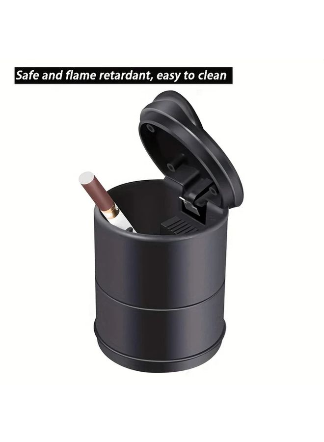 Black Fireproof Ashtray with Lid ABS Resin Car Interior Accessory Durable Universal Fit - Image 5