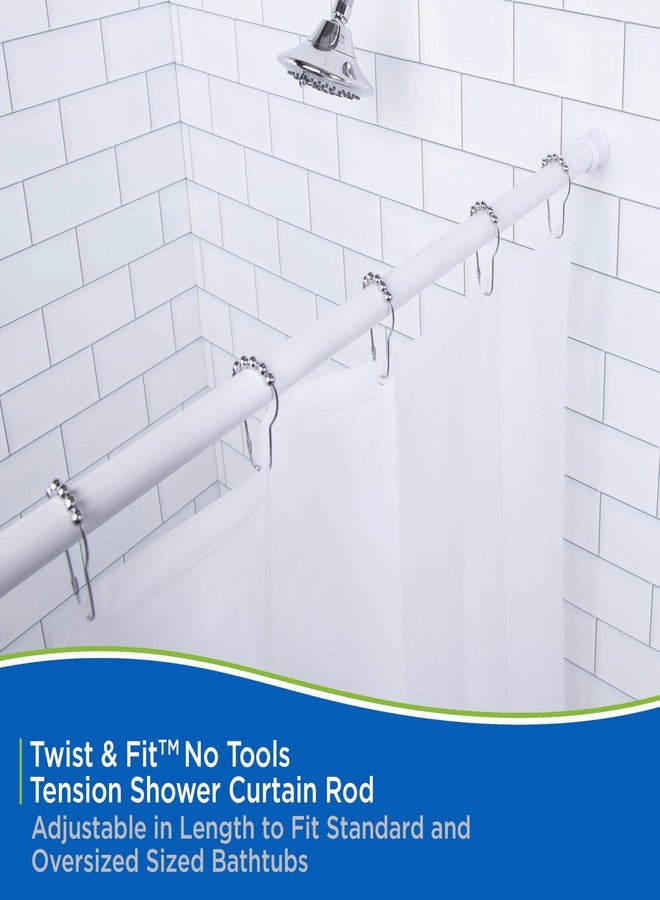 Kenney KN609C/10 Twist & Fit No Tools Camlock Tension Easy Install Shower Curtain Rod with Non-Slip, Non-Scratch Ends, 42-72" Adjustable Length, White, 1" Diameter Rust Resistant Steel Tube - Image 3