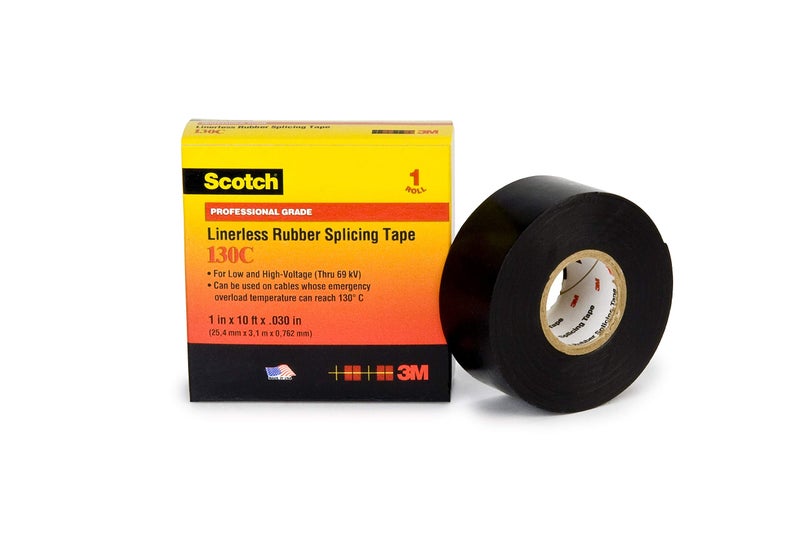 3M Scotch Linerless Electrical Splicing Tape 130C for Wires and Cables, 1 in x 10 ft, Rubber Backing, Self Fusing, UV Resistance, Highly Conformable, Moisture Seal, Black, 1 Roll - Image 2