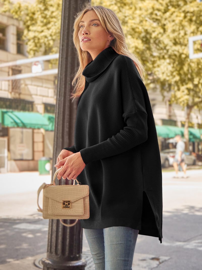 LILLUSORY Oversized Turtleneck Pullover Sweater Women 2026 Long Tunic Cozy Winter Trendy Plus Size Poncho Cowl Neck Cute Casual Early Fall Fashion Must Have Work Old Money Clothes Outfit Clothing - Image 4