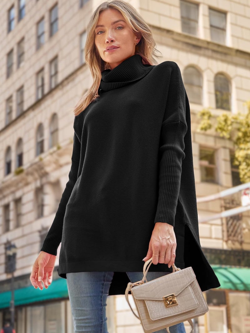 LILLUSORY Oversized Turtleneck Pullover Sweater Women 2026 Long Tunic Cozy Winter Trendy Plus Size Poncho Cowl Neck Cute Casual Early Fall Fashion Must Have Work Old Money Clothes Outfit Clothing - Image 5