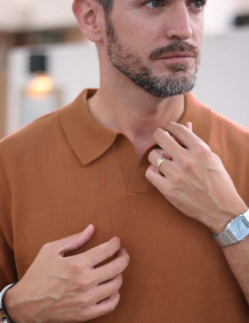 COOFANDY Mens Golf Shirts Short Sleeve Knit Collared Polo Shirts Summer Casual Beach T Shirt (Caramel, Small) - Image 2