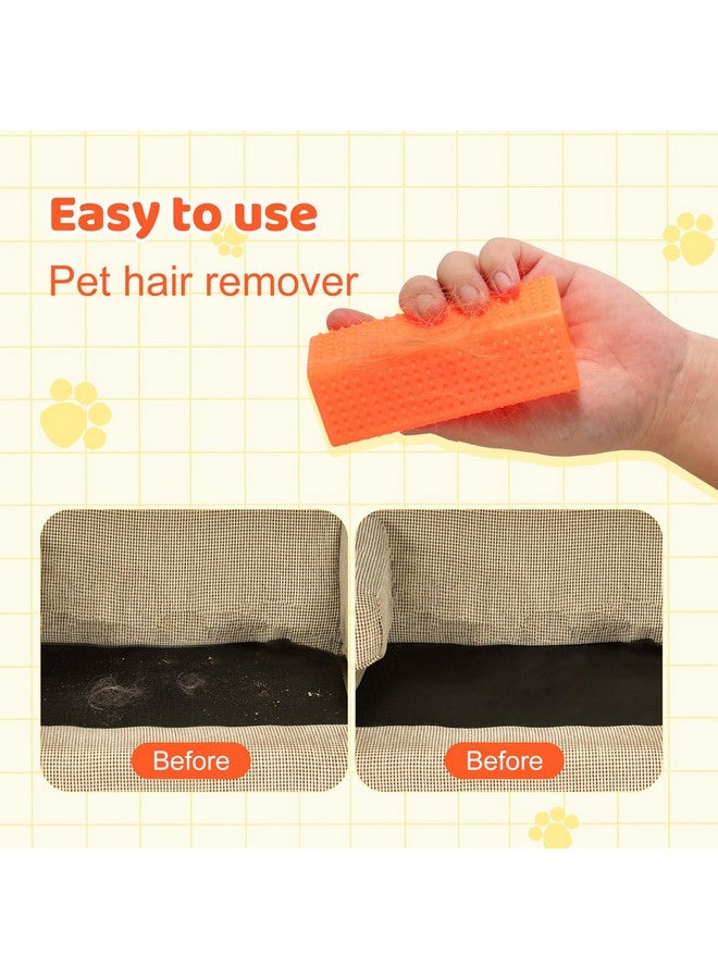 PEUTIER PEUTIER 2pcs Silicone Pet Hair Brushes, Convenient Block Roller Cleaner Reusable Pet Hair Carpet Brush Portable Carpet Cleaner Roller for Furnishings Sofa Carpets Couch Bedding (Yellow & Orange)  - Image 5