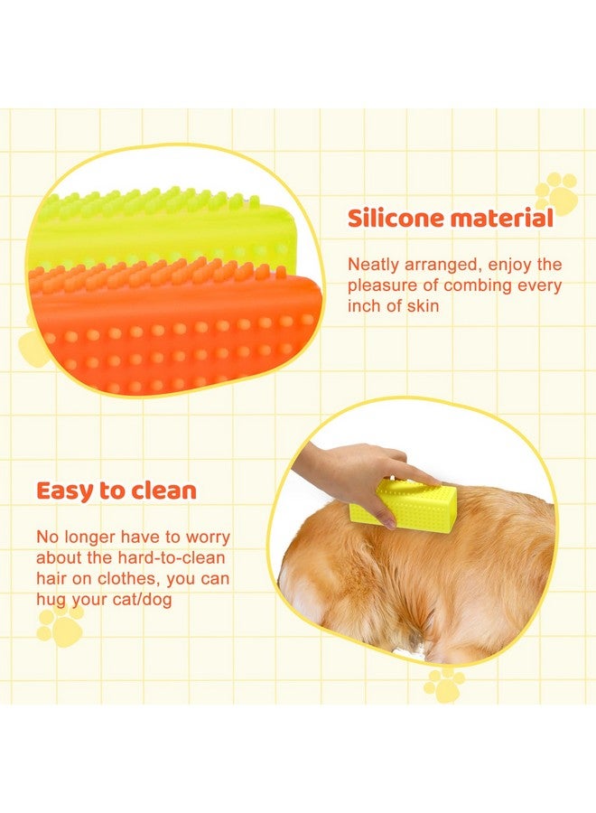 PEUTIER PEUTIER 2pcs Silicone Pet Hair Brushes, Convenient Block Roller Cleaner Reusable Pet Hair Carpet Brush Portable Carpet Cleaner Roller for Furnishings Sofa Carpets Couch Bedding (Yellow & Orange)  - Image 4