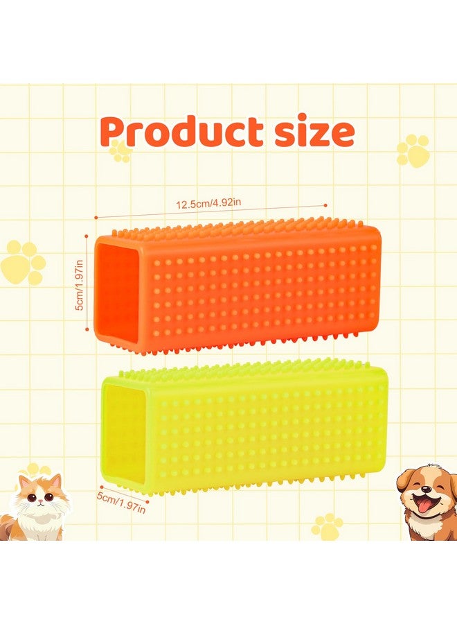 PEUTIER PEUTIER 2pcs Silicone Pet Hair Brushes, Convenient Block Roller Cleaner Reusable Pet Hair Carpet Brush Portable Carpet Cleaner Roller for Furnishings Sofa Carpets Couch Bedding (Yellow & Orange)  - Image 2