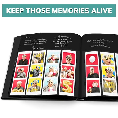 pbf PHOTO BOOTH FRAMES PBF (1 Pack) Photo Booth Album, Guest Book with 2x6 Clear Picture Inserts, Black Cover with Plastic Sleeves & Black Pages, Scrapbook Album for Photo Strips, Memory Book, Wedding, and Baby Showers - Image 3