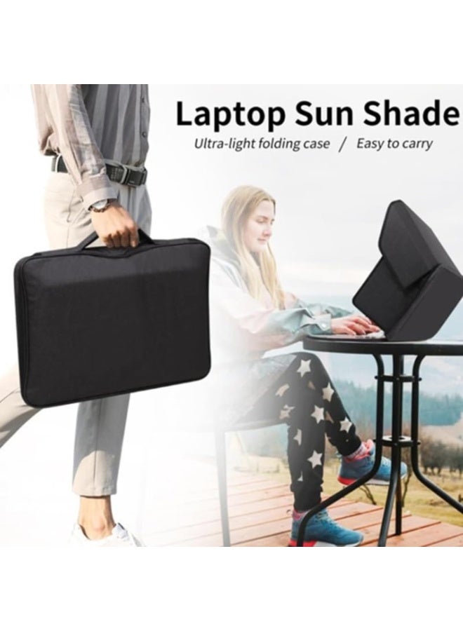 Portable Laptop Sun Shade and Privacy Cover for 14-inch Laptops, Black Oxford Fabric, Foldable - Image 5