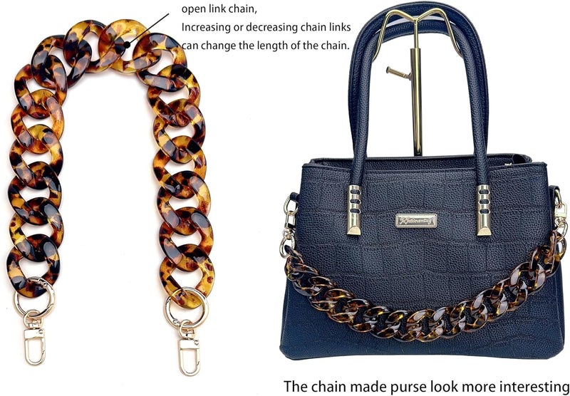 AUMEY Handbag Chain Straps Acrylic Purse Chain Strap Fashionable Replacement Purse Clutches Handles for Purse Handbags DIY Crafts, 19 inch of Each (MSL02- Leopard print) - Image 4