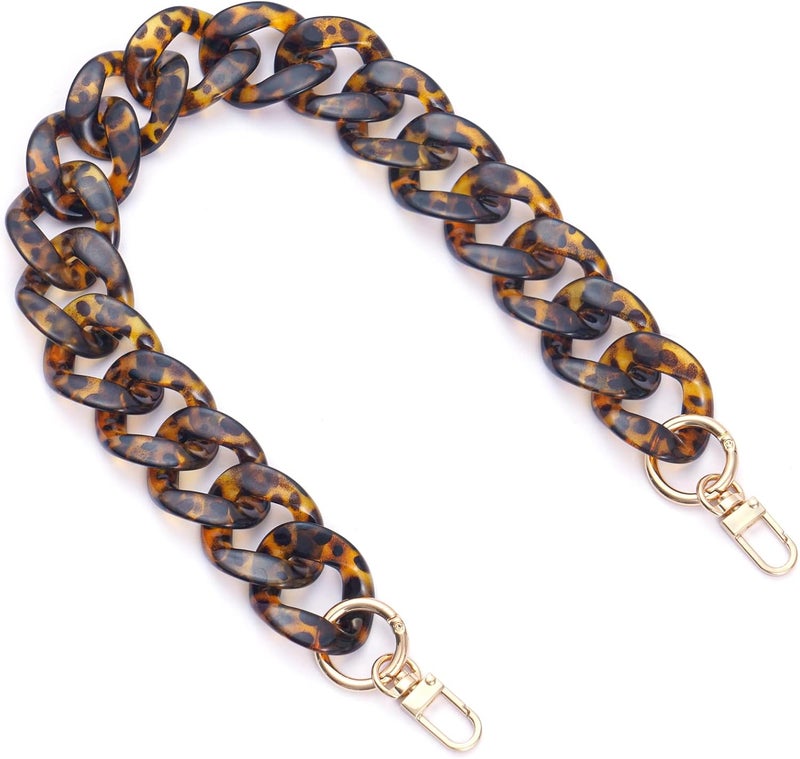 AUMEY Handbag Chain Straps Acrylic Purse Chain Strap Fashionable Replacement Purse Clutches Handles for Purse Handbags DIY Crafts, 19 inch of Each (MSL02- Leopard print) - Image 1