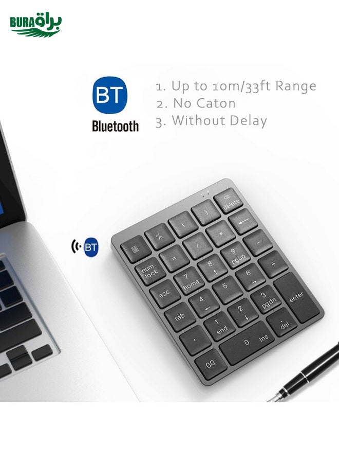 N960 Ultra-thin Universal Aluminum Alloy Rechargeable Wireless Bluetooth Numeric Keyboard (Silver)