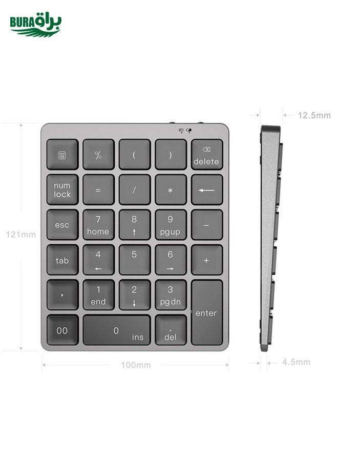 N960 Ultra-thin Universal Aluminum Alloy Rechargeable Wireless Bluetooth Numeric Keyboard (Silver)
