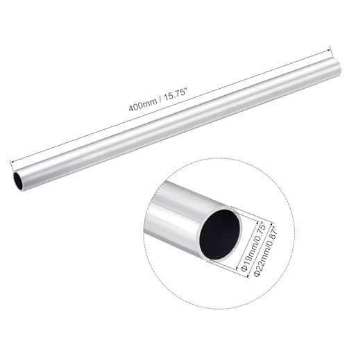 uxcell 6063 Aluminum Round Tube, 22mm OD 19mm Inner Dia 400mm Length Pipe Tubing for Industry DIY Projects - Image 2