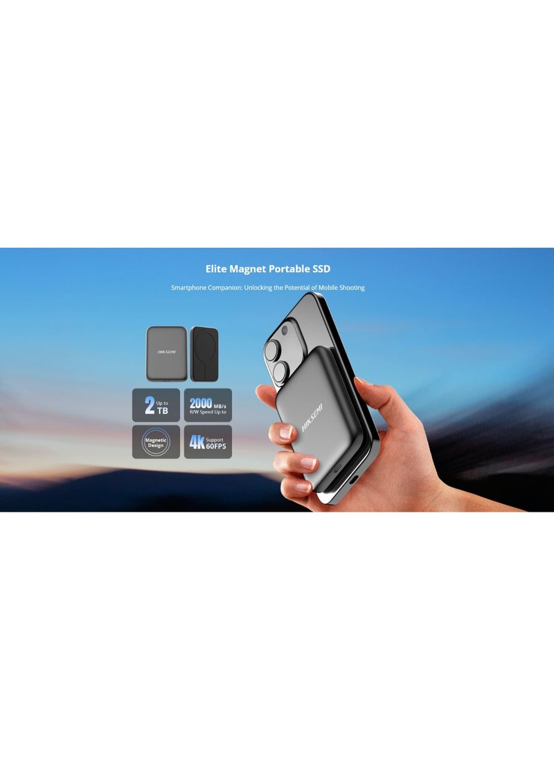 HIKSEMI - Elite Magnet Portable SSD with Magnetic Design, 1024GB, 2000MB/S read/write speed, Compatible with PC, Mac, Android Devices, Gaming Consoles, Cameras, HS-ESSD-Elite9/1TB - Image 1