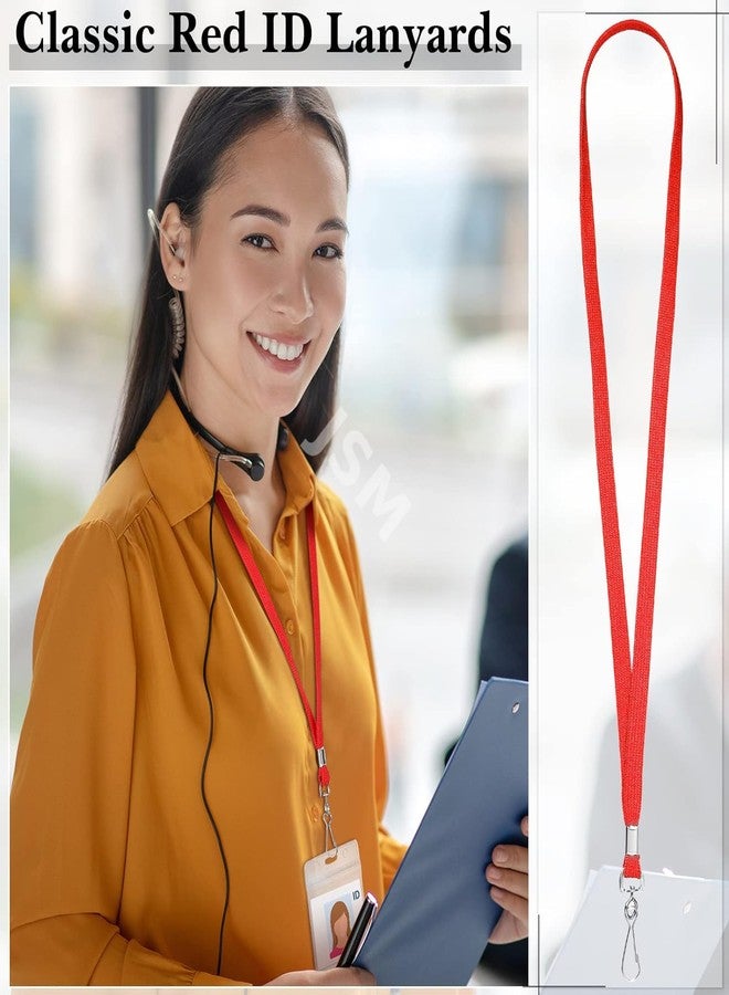 JSMSH Tubeless Flat Lanyard ID Badge Lanyards with Swivel J-Hook for ID Name Tags and Badge Holders (Red, Pack of 50) - Image 2