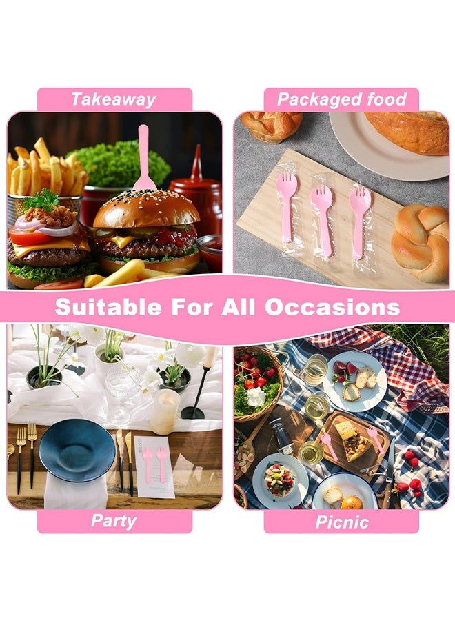 Depend 100Pcs Mini Pink Plastic Spork, Individually Wrapped Utensils 2 in 1 Fork And Spoons, 4.5 Inch Individually Wrapped Disposable Cutlery, Small Fork Spoon Combo For Desserts, Ice Cream, Cakes, Outdoors, Appetizer, To-Go & Party Use - Image 5