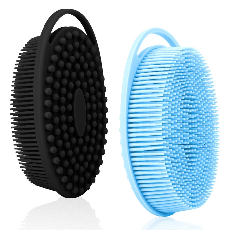 Slergut Soft Silicone Body Scrubber, 2 PCS Exfoliating Silicone Loofah, Body Scrubber Shower Brush Exfoliating and Massage 2 in 1, Bath Shower Brush for Cleaning Sensitive Skin Kids Women Men, Lather Well - Image 1
