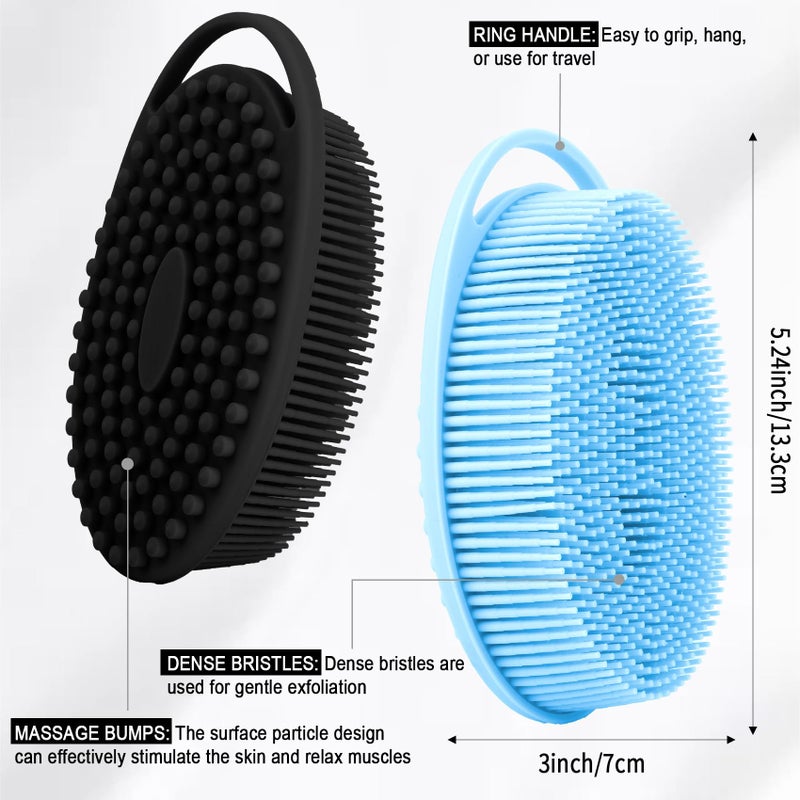 Slergut Soft Silicone Body Scrubber, 2 PCS Exfoliating Silicone Loofah, Body Scrubber Shower Brush Exfoliating and Massage 2 in 1, Bath Shower Brush for Cleaning Sensitive Skin Kids Women Men, Lather Well - Image 4