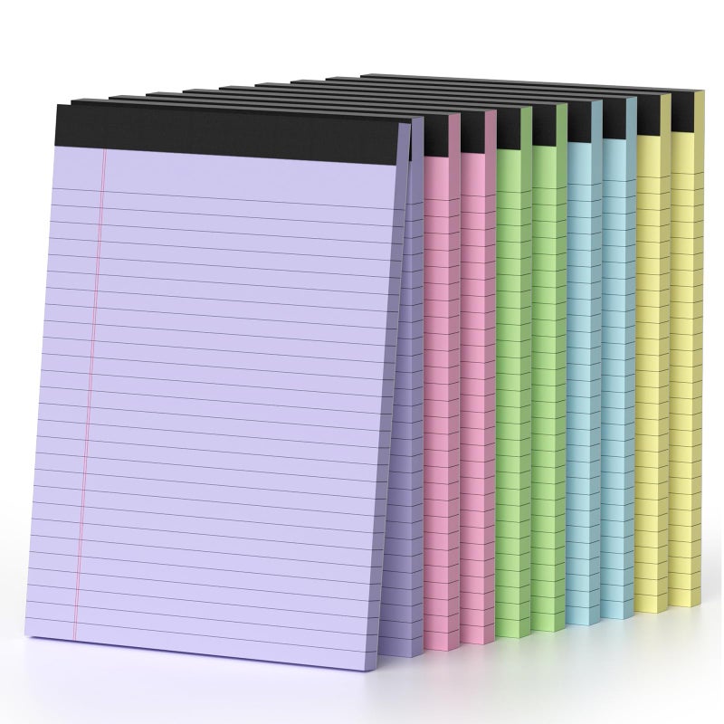 PINJINGPRO 8.5 x 11 Legal Pads, Colored Legal Pads, Wide Ruled, 10 Pack Note Pads 8.5 x 11, Multicolor Perforated Note Pads with Sturdy White Back, Writing Pad,30 Sheets Per Notepad for School, Home, Office - Image 1