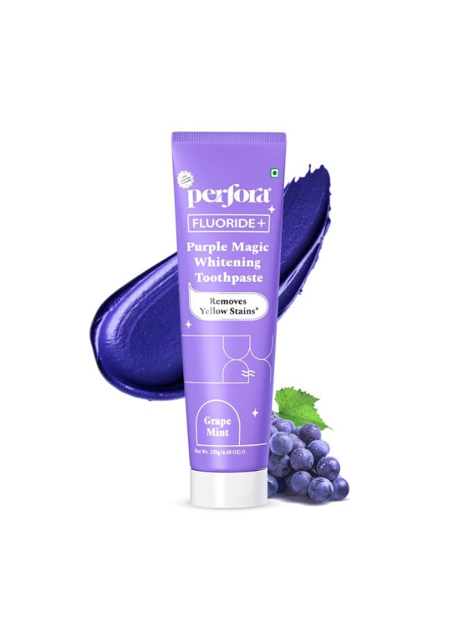 Perfora Purple Whitening Toothpaste-125g | Purple Toothpaste For Teeth Whitening | Teeth Stain Remover | Enamel Safe & Effective Teeth Whitener Oral care | Grape Mint - Image 1