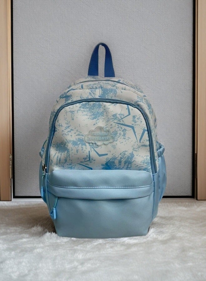 FASHION Trendy Light Blue Star - Splatter Design Student Backpack High Quality Wear-Resistant Fabric, With Certain Waterproofness For Backpacks And School Bags.  - Image 1