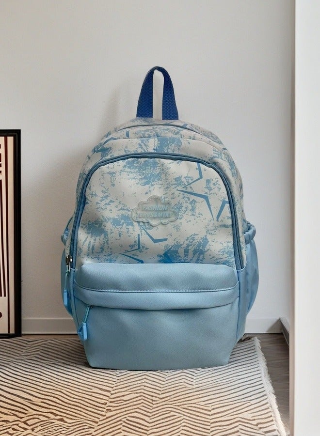 FASHION Trendy Light Blue Star - Splatter Design Student Backpack High Quality Wear-Resistant Fabric, With Certain Waterproofness For Backpacks And School Bags.  - Image 2