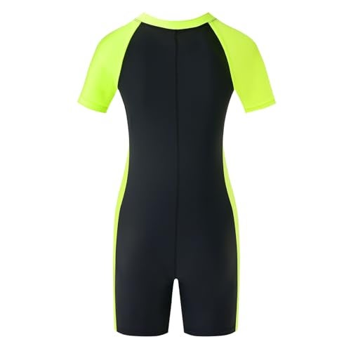 karrack Girls and Boys One Piece Rash Guard Swimsuit Kid Water Sport Short Swimsuits UPF 50+ Sun Protection Bathing Suits Black (Size 11-13Years) - Image 2