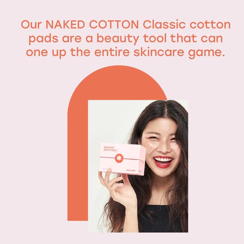 White Rabbit â€“ Naked Cotton Classic â€“ Premium 100% Cotton Pads for Toner Use, Makeup Remover, and Masks | Unbleached, Lint-Free, Extra Soft | Korean Skin Care Product (200 Count) - Image 2