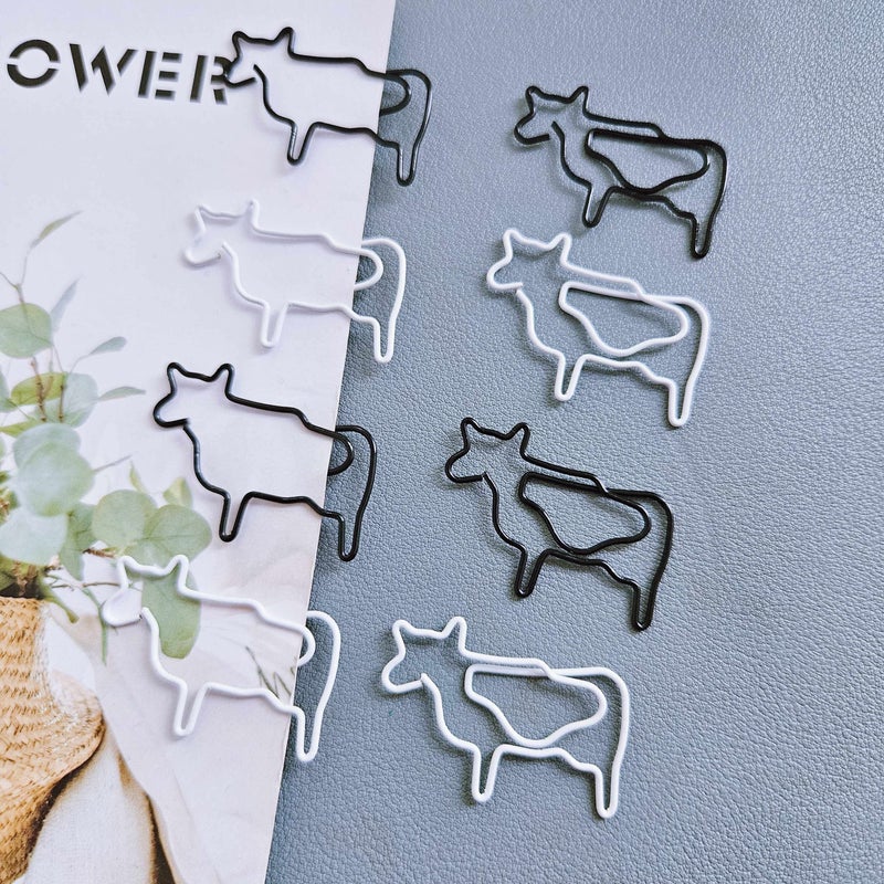 20 Pcs Black And White Cow Animal Shaped Metal Paper Clips For Office Supplies Gift For Cow Lovers - Image 1