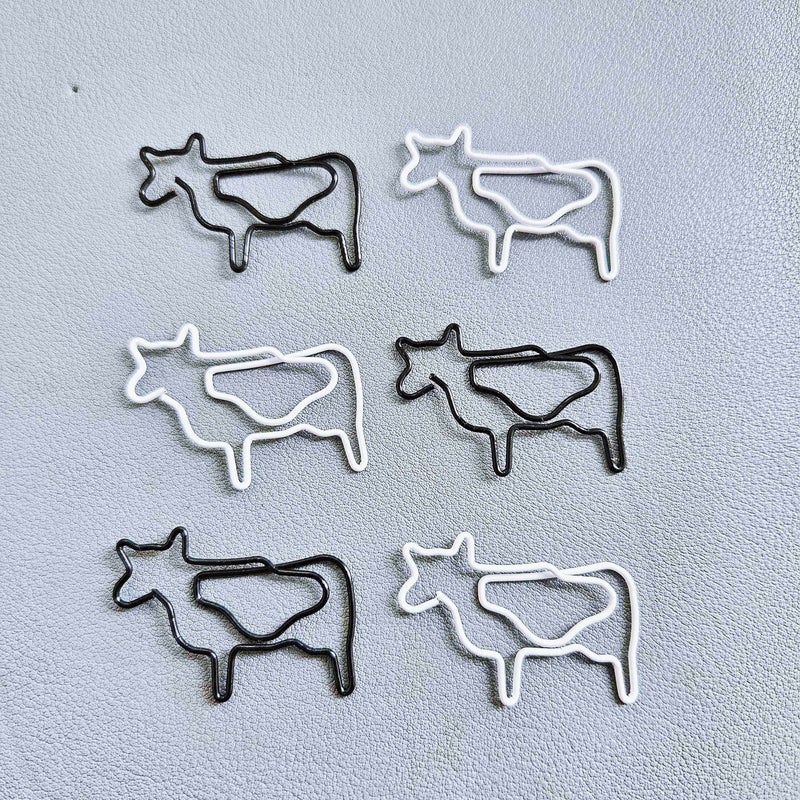 20 Pcs Black And White Cow Animal Shaped Metal Paper Clips For Office Supplies Gift For Cow Lovers - Image 3