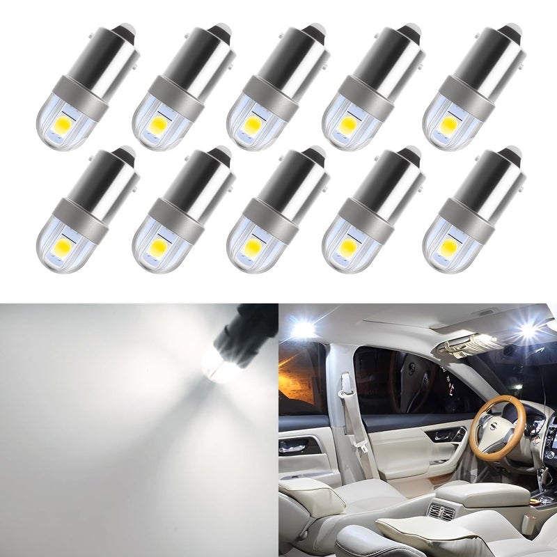 AUXLIGHT BA9S BA9 1895 1891 53 57 64111 3893 47830 Error Free LED Bulb, Super Bright 3030-SMD Interior Car Bulbs Replacemet for Dome Map License Plate Glove Box Lights (6000K White, Pack of 10) - Image 1