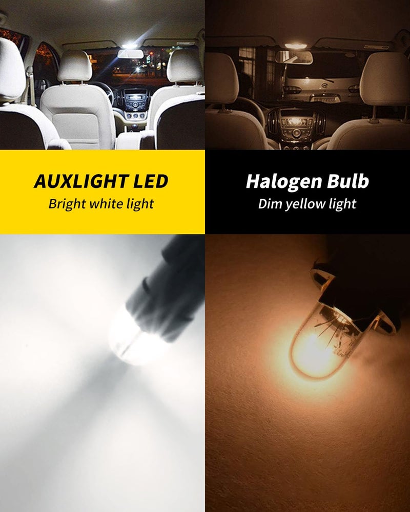 AUXLIGHT BA9S BA9 1895 1891 53 57 64111 3893 47830 Error Free LED Bulb, Super Bright 3030-SMD Interior Car Bulbs Replacemet for Dome Map License Plate Glove Box Lights (6000K White, Pack of 10) - Image 3