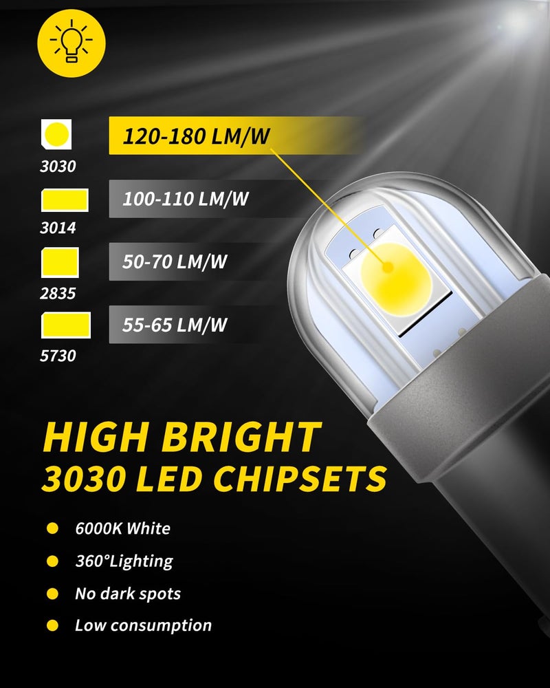 AUXLIGHT BA9S BA9 1895 1891 53 57 64111 3893 47830 Error Free LED Bulb, Super Bright 3030-SMD Interior Car Bulbs Replacemet for Dome Map License Plate Glove Box Lights (6000K White, Pack of 10) - Image 2