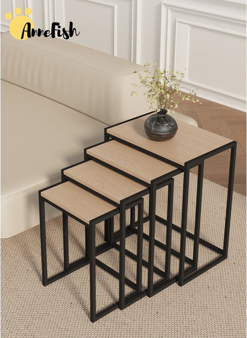 AnneFish 8Pcs C-Shaped Coffee Service Table Set Sofa Side Nesting Table End Table For Home Living Room Bedroom Small Coffee Table Couch Table Metal Frame Easy Assembly - Image 2