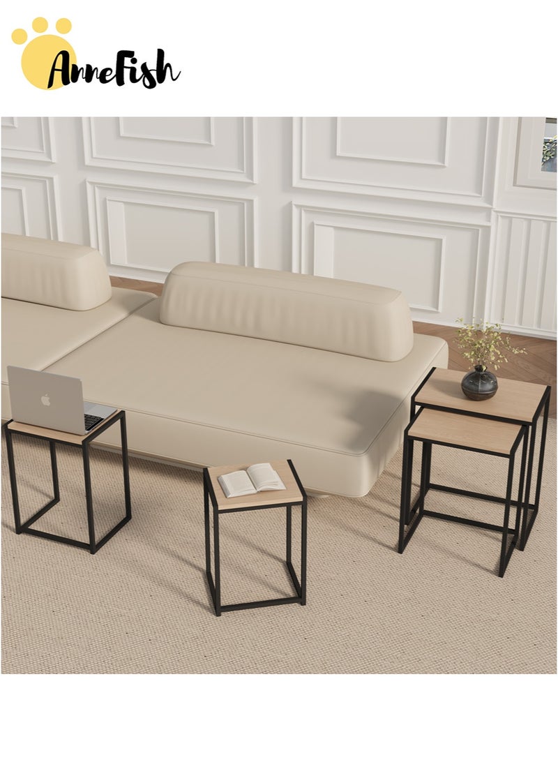 AnneFish 8Pcs C-Shaped Coffee Service Table Set Sofa Side Nesting Table End Table For Home Living Room Bedroom Small Coffee Table Couch Table Metal Frame Easy Assembly - Image 4