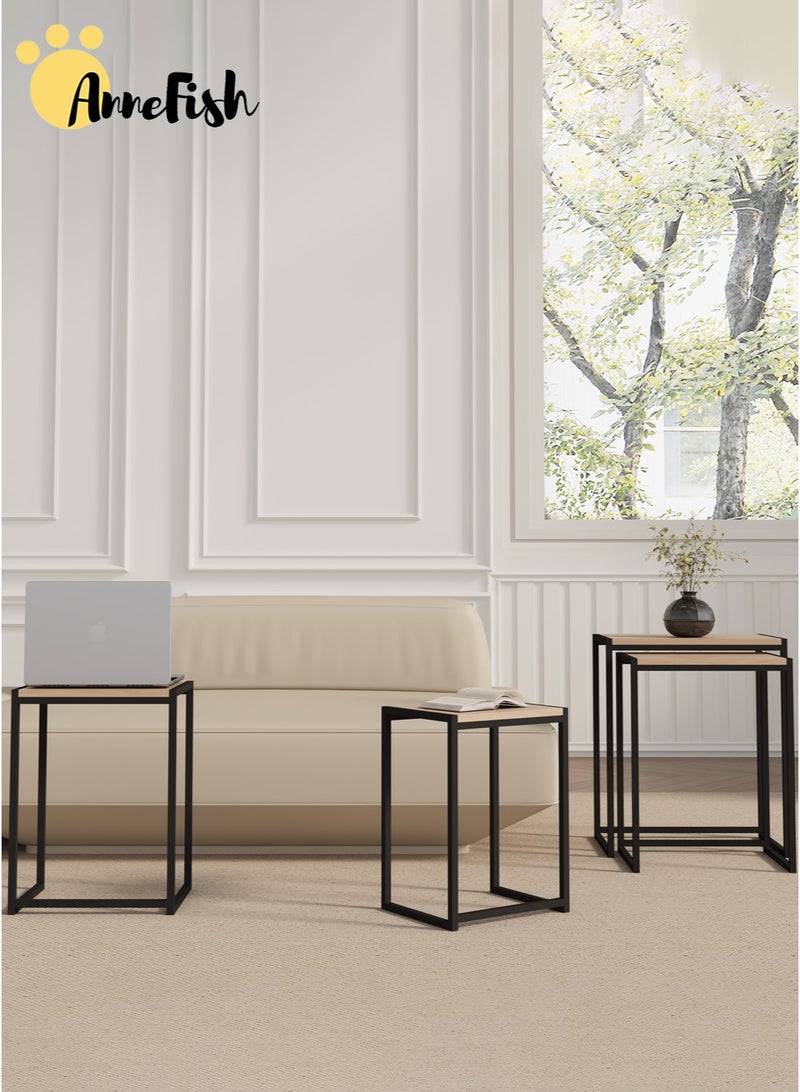 AnneFish 8Pcs C-Shaped Coffee Service Table Set Sofa Side Nesting Table End Table For Home Living Room Bedroom Small Coffee Table Couch Table Metal Frame Easy Assembly - Image 5